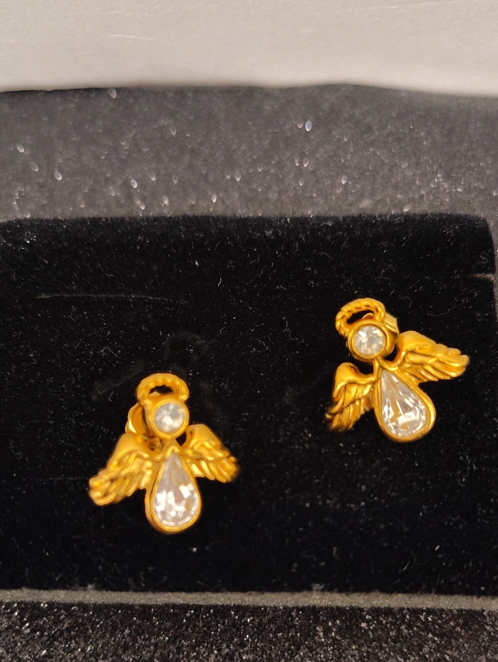 Avon Vintage Celestial Angel gold-tone rhinestone earrings